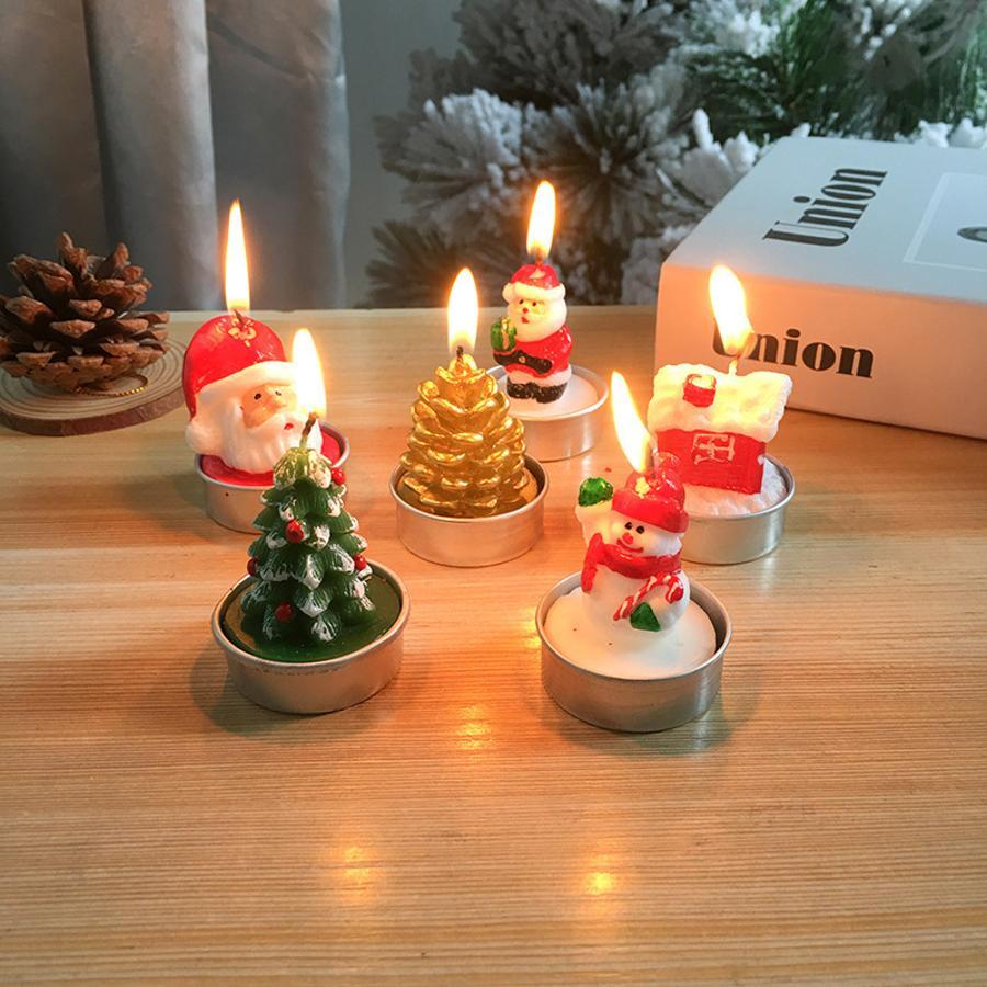 クリスマス装飾キャンドル3点セット。サンタ、雪だるま、家、松 - Holiday Candle Set のレビューと価格