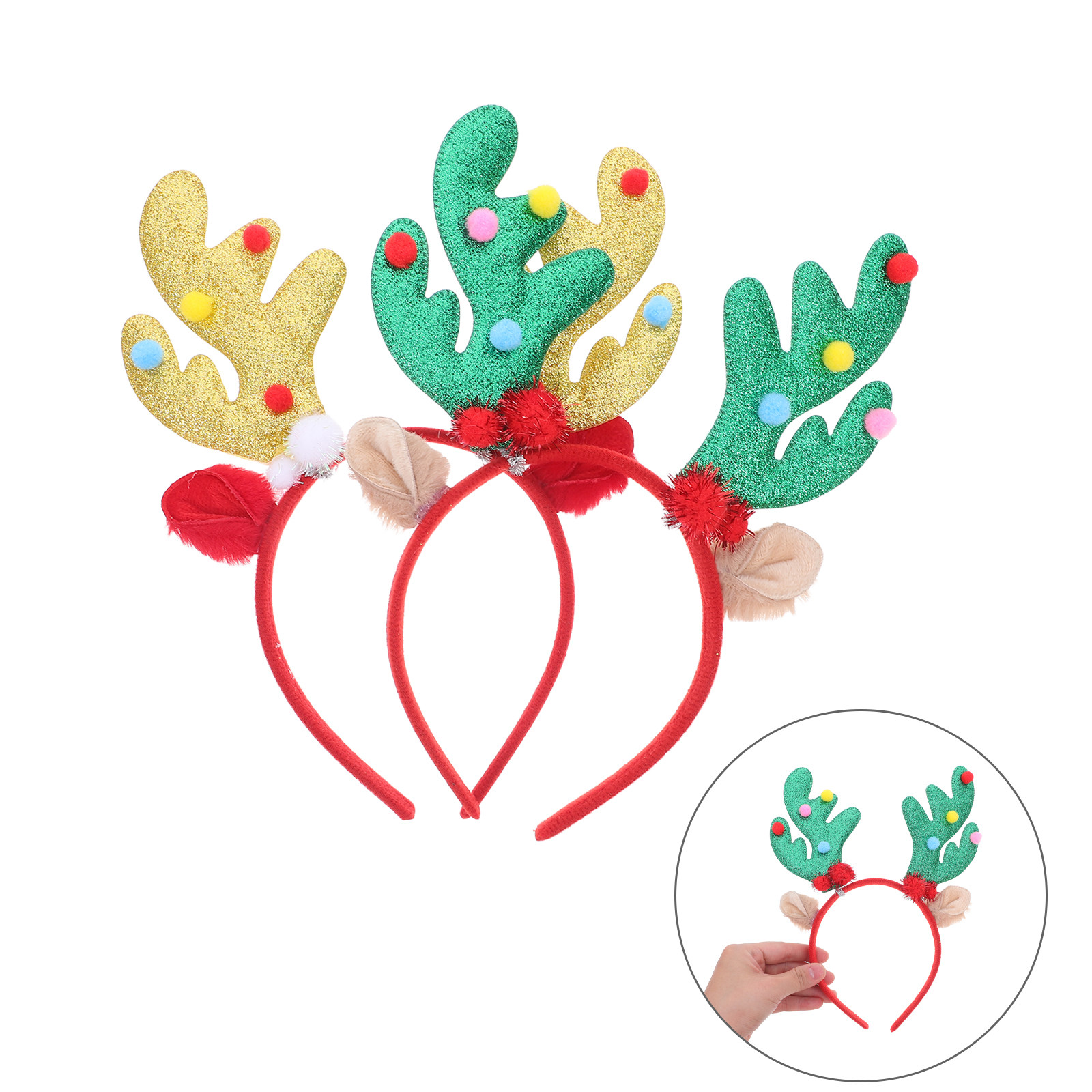 クリスマス用ヘッドバンド2個セット。トナカイの角が付いた、軽 - Reindeer Antlers Headband のレビューと価格