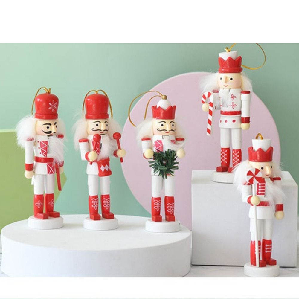 クリスマス柄の手作りナッツクラッカー人形5個セット。ヴィンテ - Nutcracker Figurine のレビューと価格